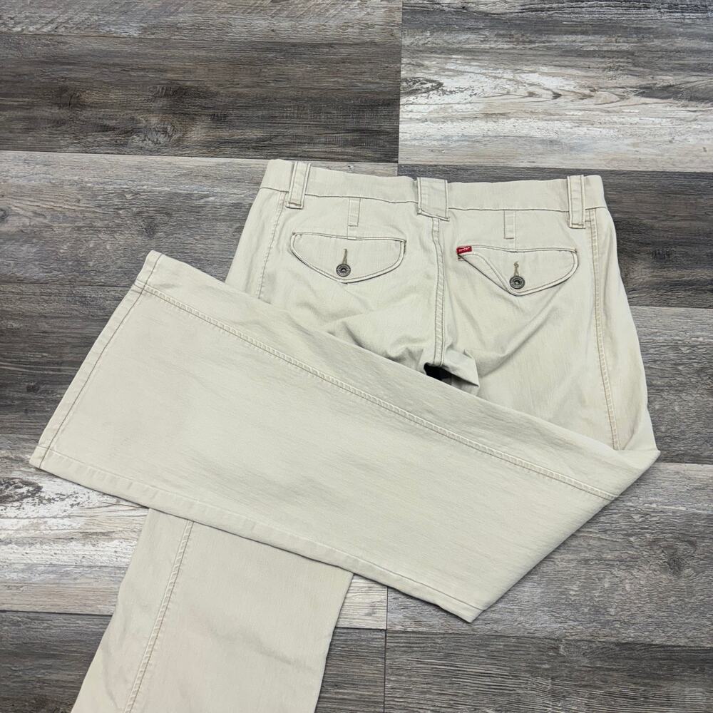 Vintage Y2K Levis Cream Womens JR 7 Low Rise Stretch‎ Flared Bell Bottom Jeans